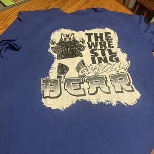 The Wrestling Grizzly Bear Blue T-Shirt XL